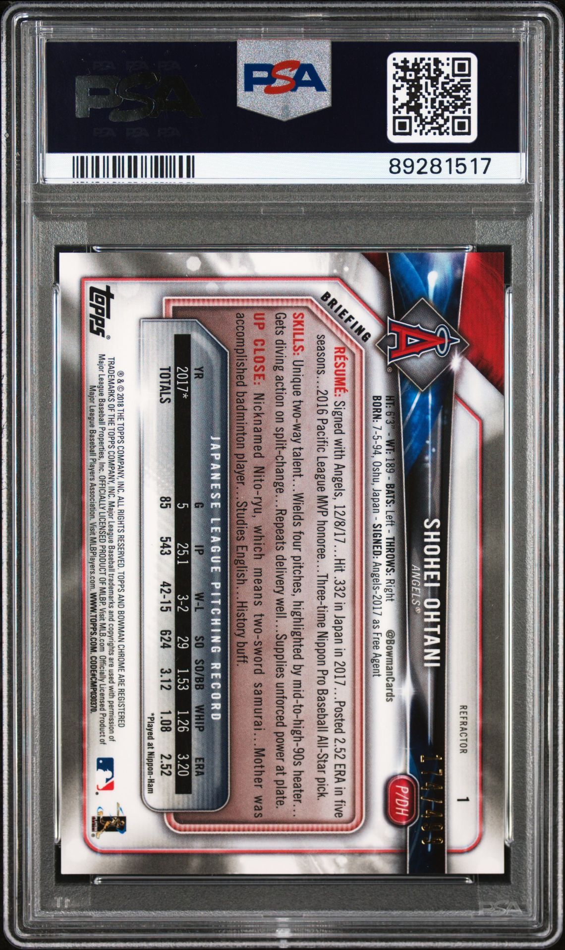 2018 Bowman Chrome #1 /499