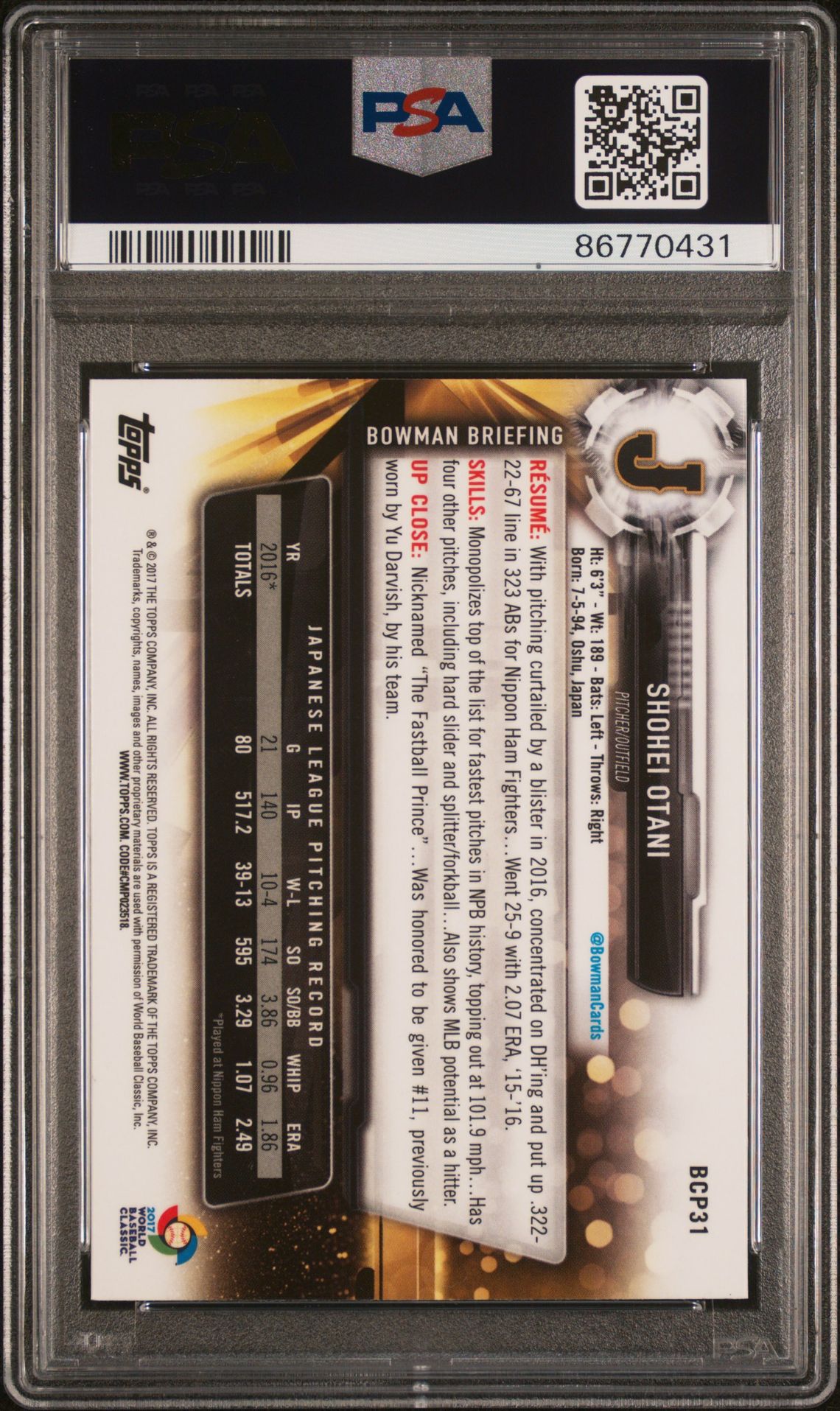 2017 Bowman Chrome Prospects BCP31