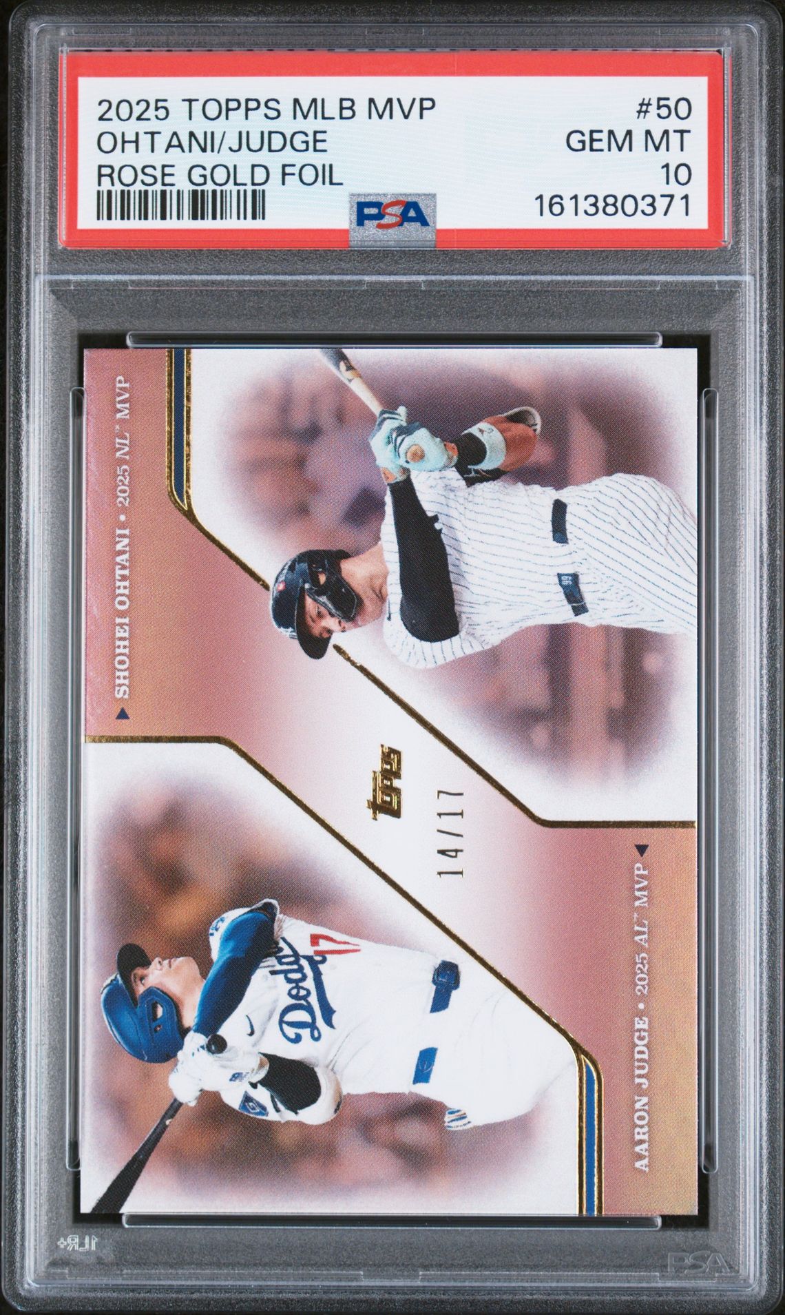 2025 Topps MLB MVP 50 Rose Gold Foil /17