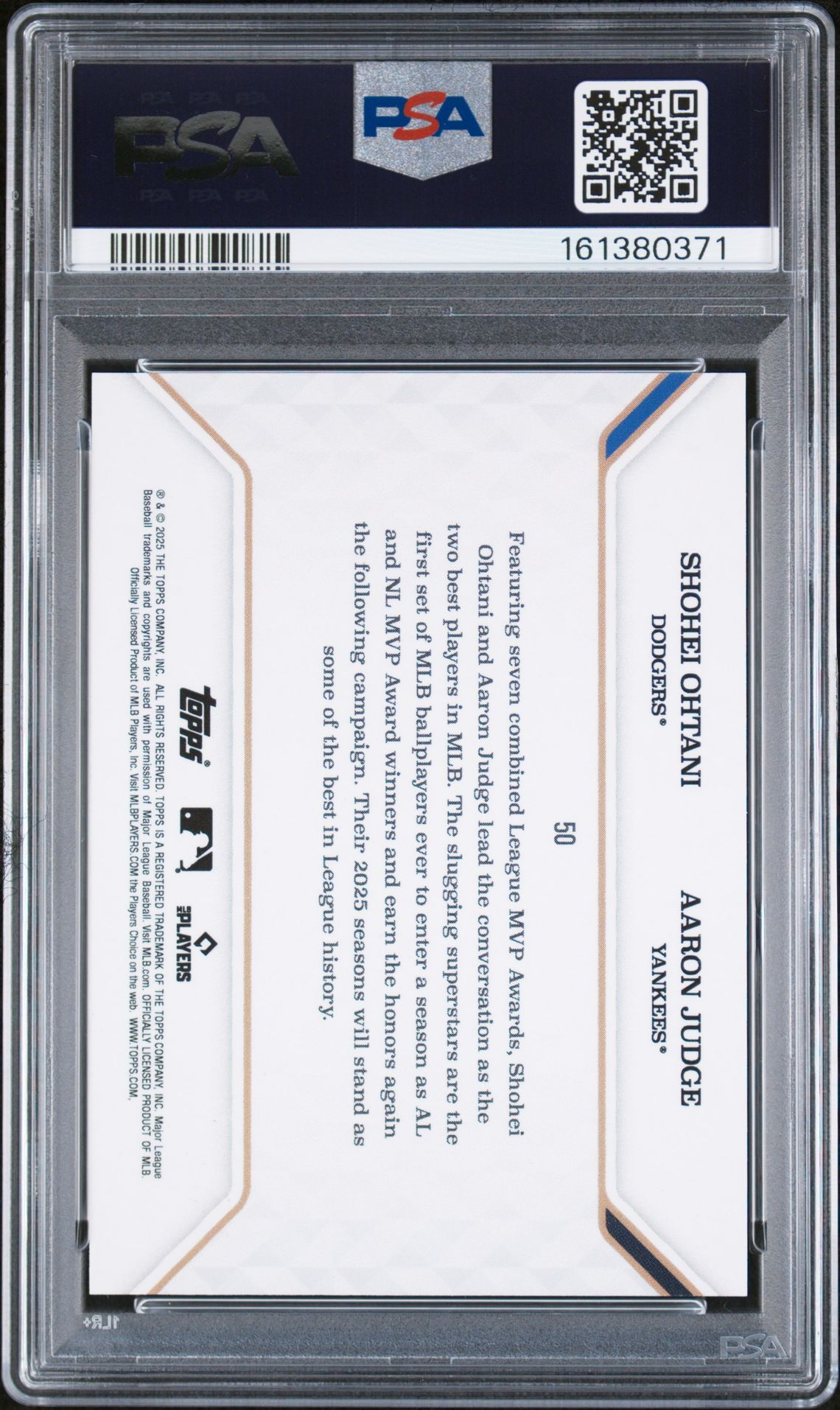 2025 Topps MLB MVP 50 Rose Gold Foil /17