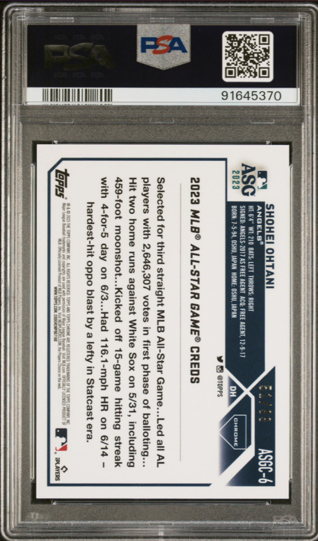 2023 Topps Chrome Update 2023 All-Star Game #6 Shohei Ohtani '23 All-Star Game-Green Ref /99