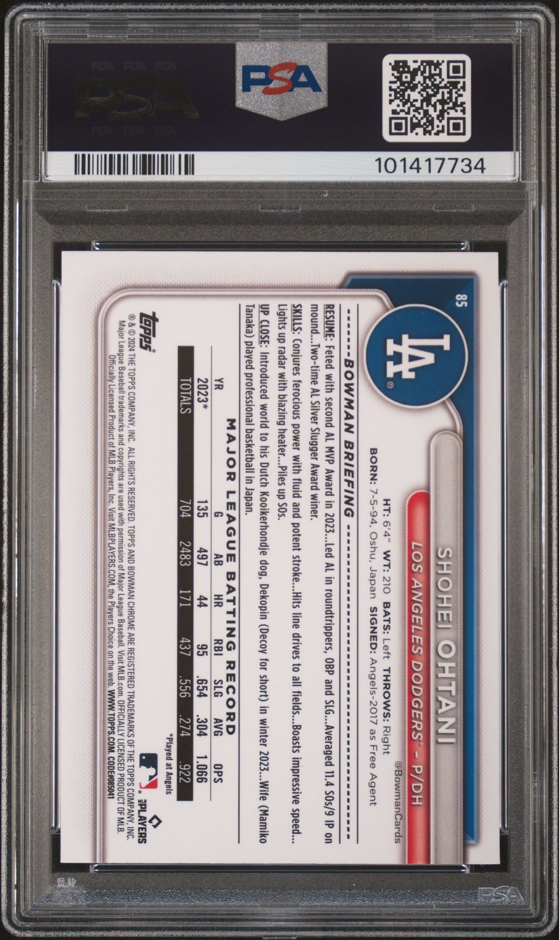 2024 Bowman Chrome 85 Blue Refractor /150