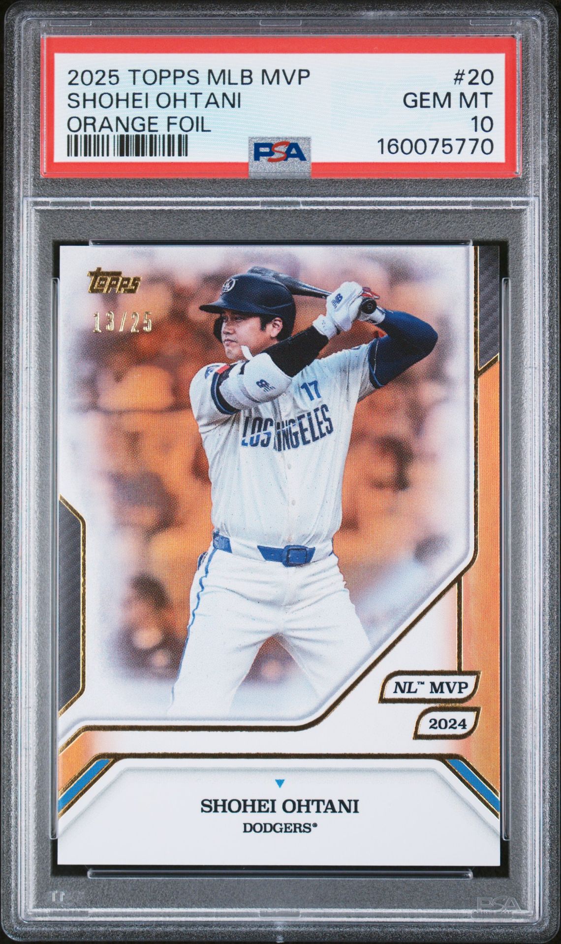 2025 Topps MLB MVP #20 Shohei Ohtani Orange Foil /25