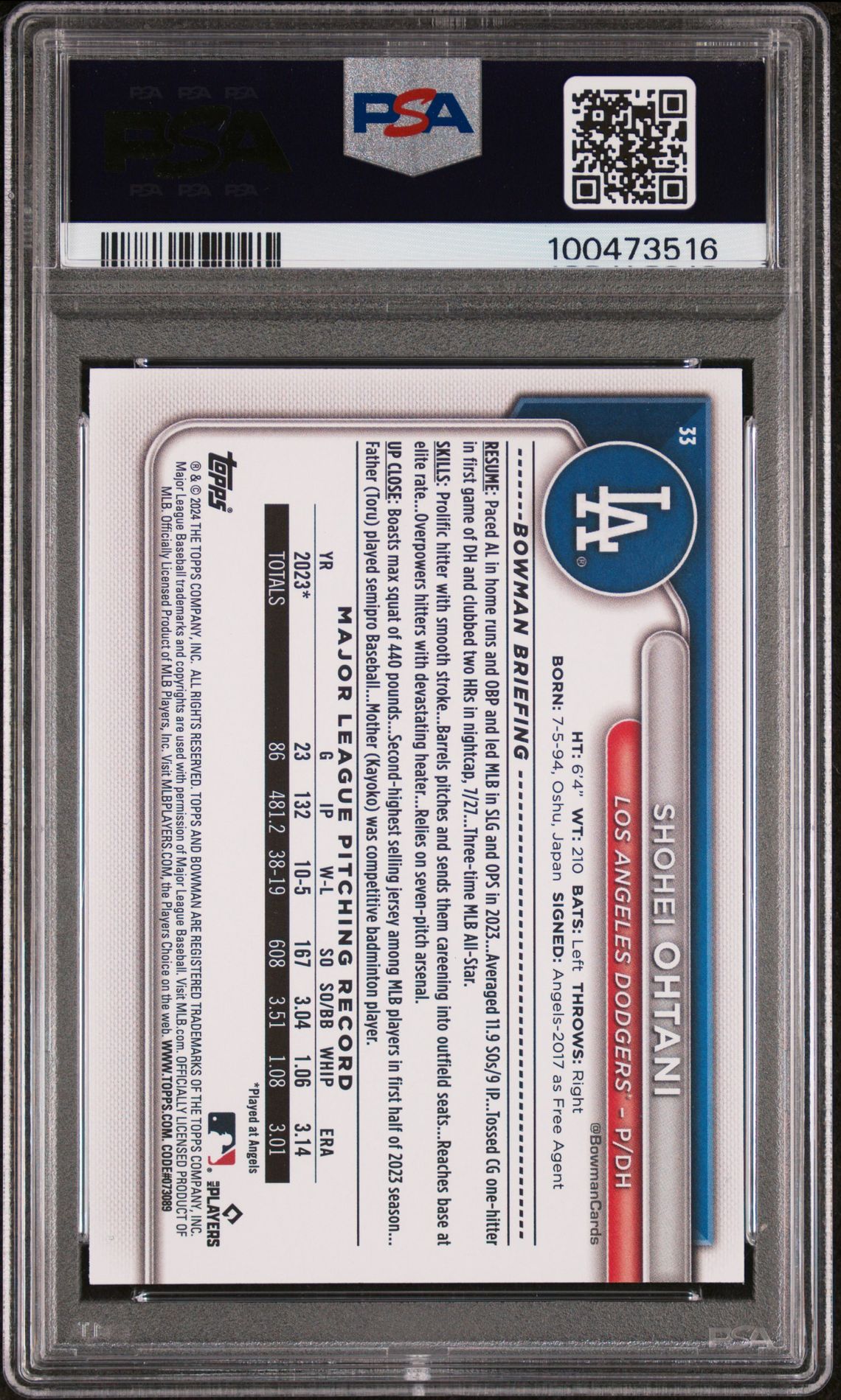 2024 Bowman #33 Shohei Ohtani Purple Pattern /199