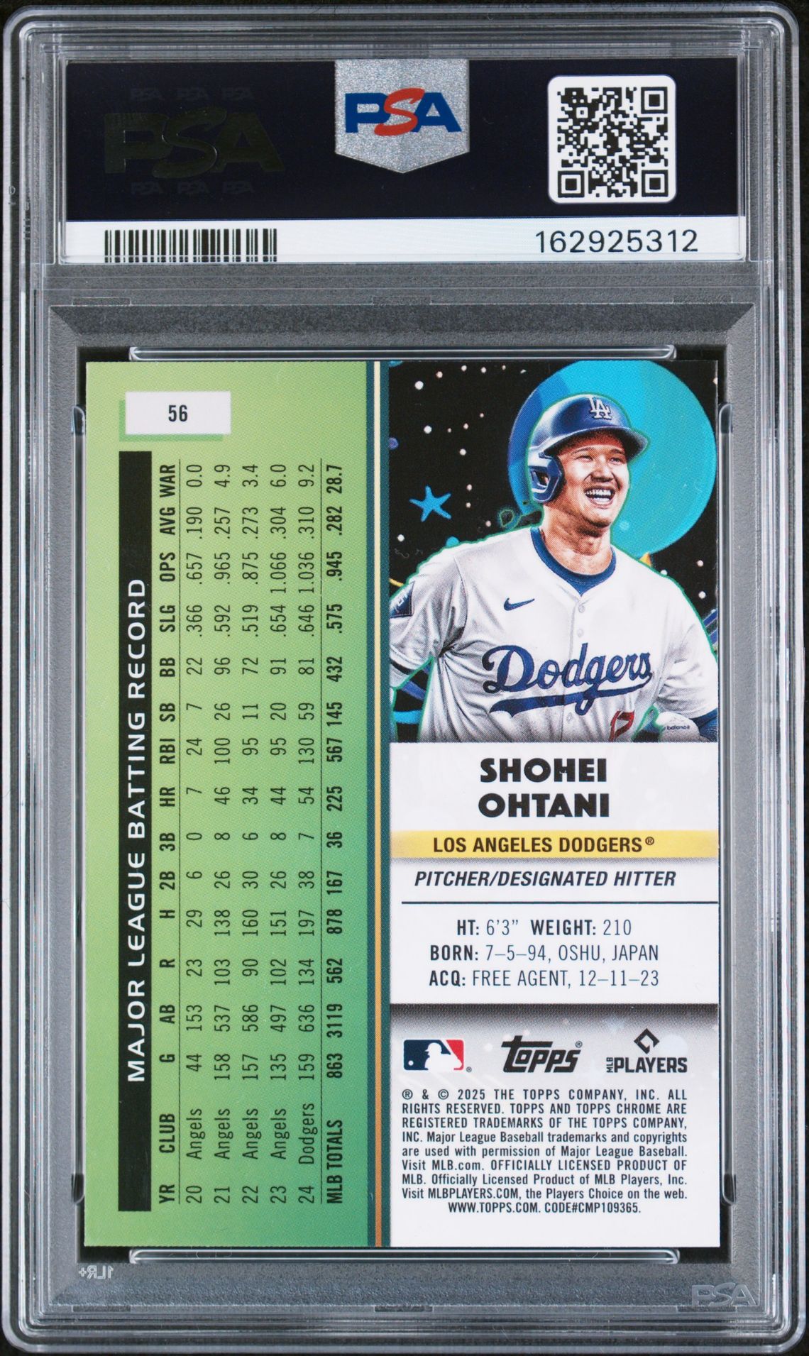 2025 Topps Cosmic Chrome #56 Shohei Ohtani Blue Moon /99