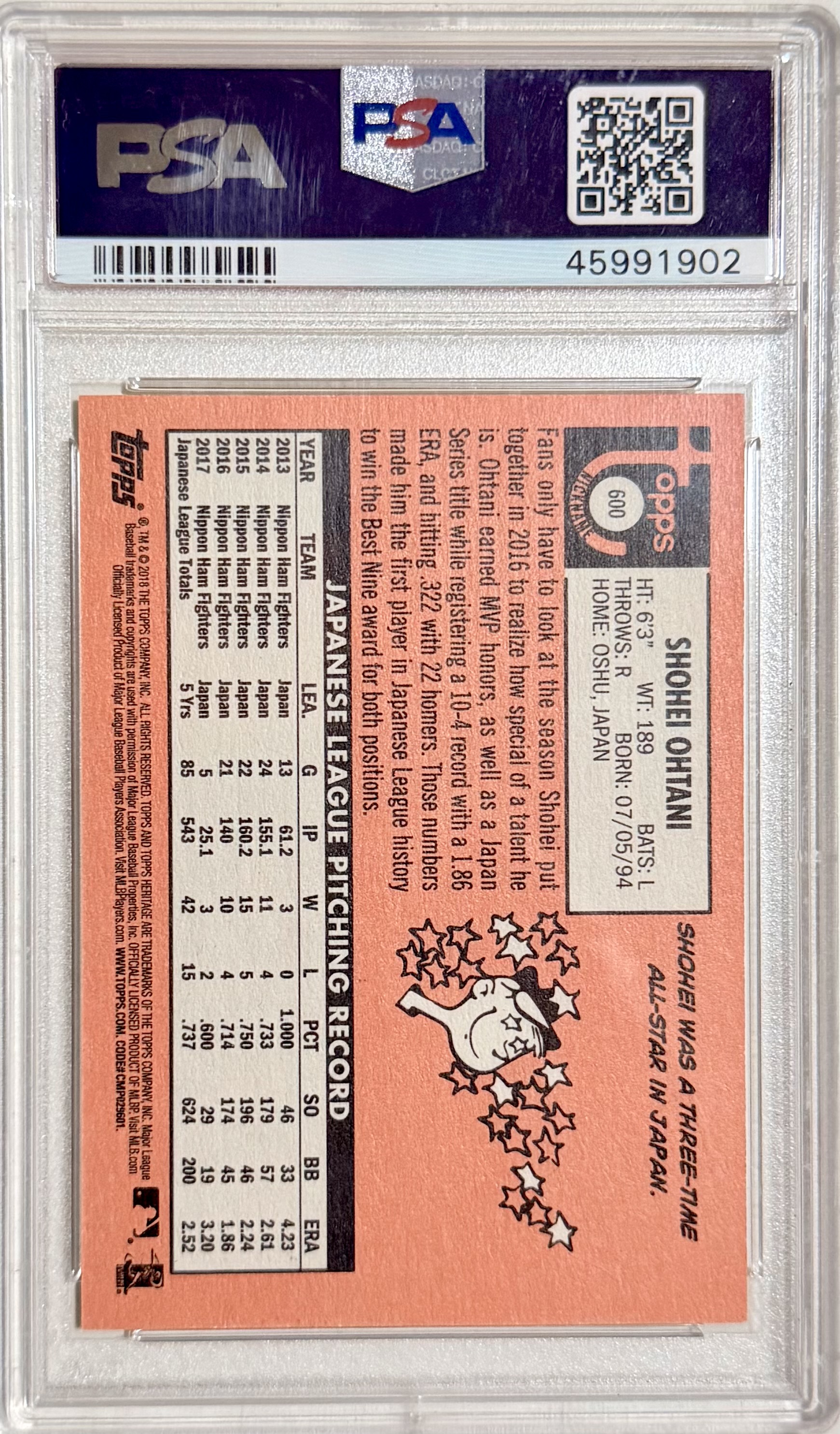 2018 Topps Heritage #600 Shohei Ohtani RC Nickname