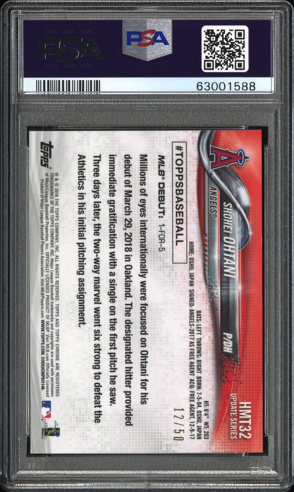 2018 Topps Chrome Update HMT32 Gold Refractor /50