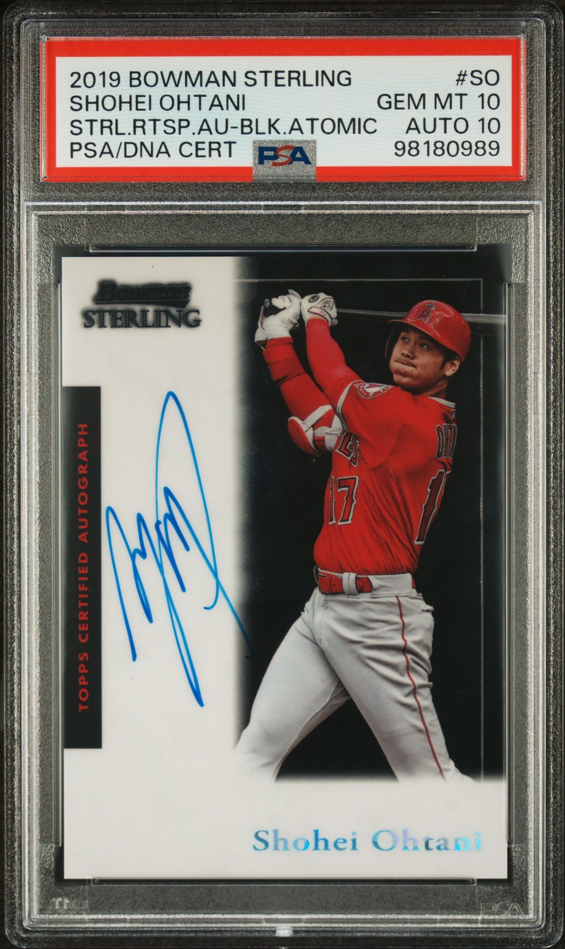 2019 Bowman Sterling Retrospect Autographs SO Shohei Ohtani Auto Atomic Black 10/10