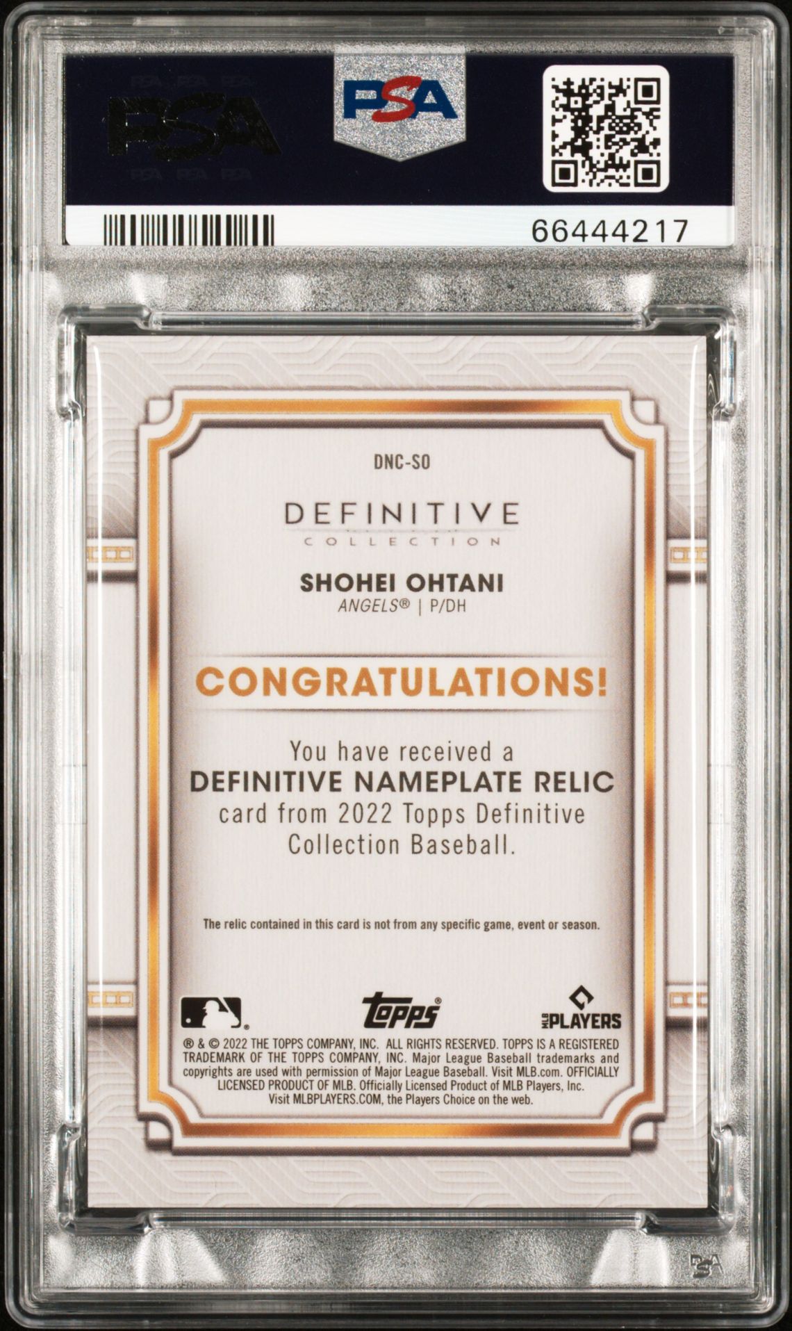 2022 Topps Definitive DNC-SO 1/1