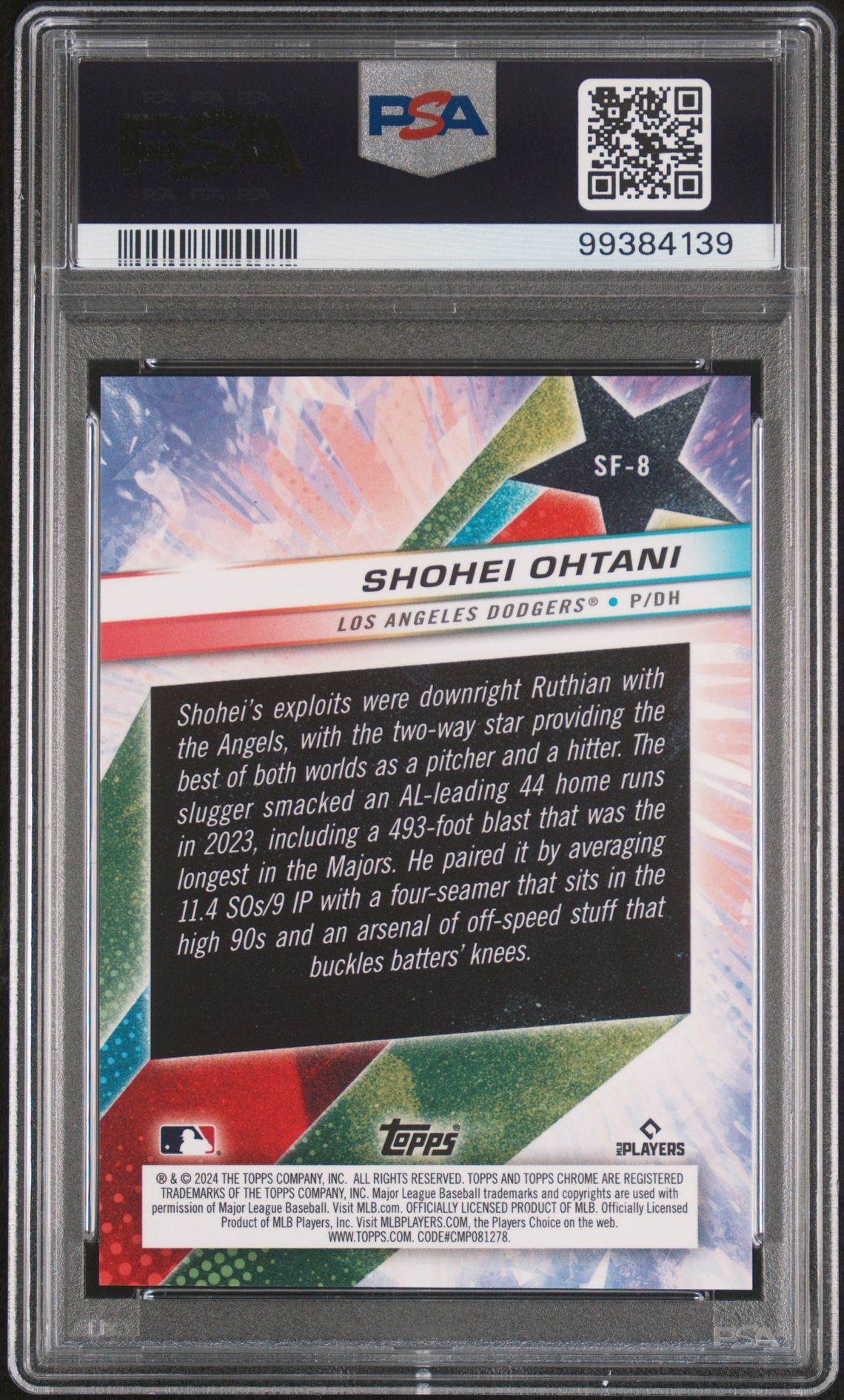 2024 Topps Chrome Cosmic #8 Shohei Ohtani Starfractor-Red Flare /5