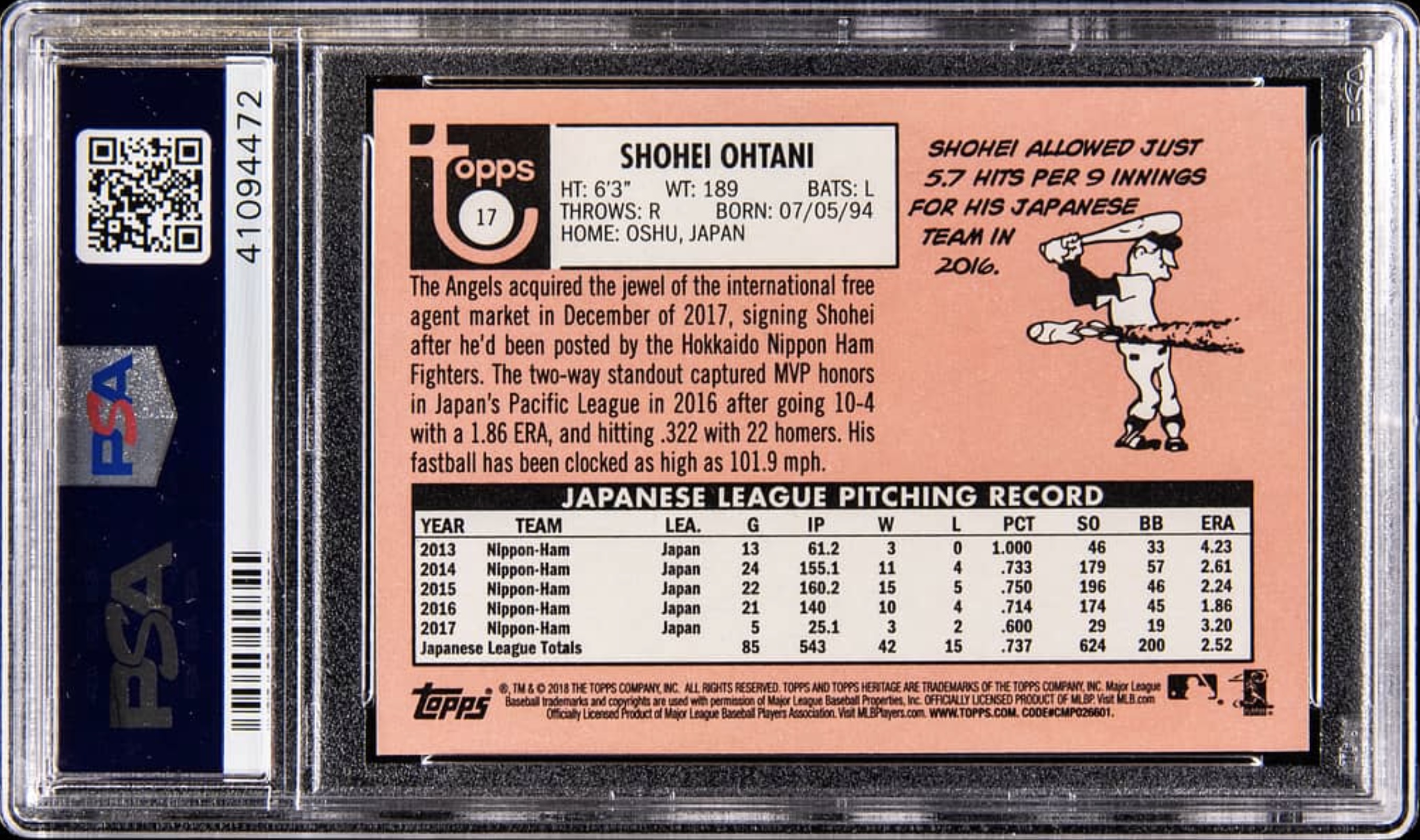2018 Topps Heritage #17 Shohei Ohtani Rookie