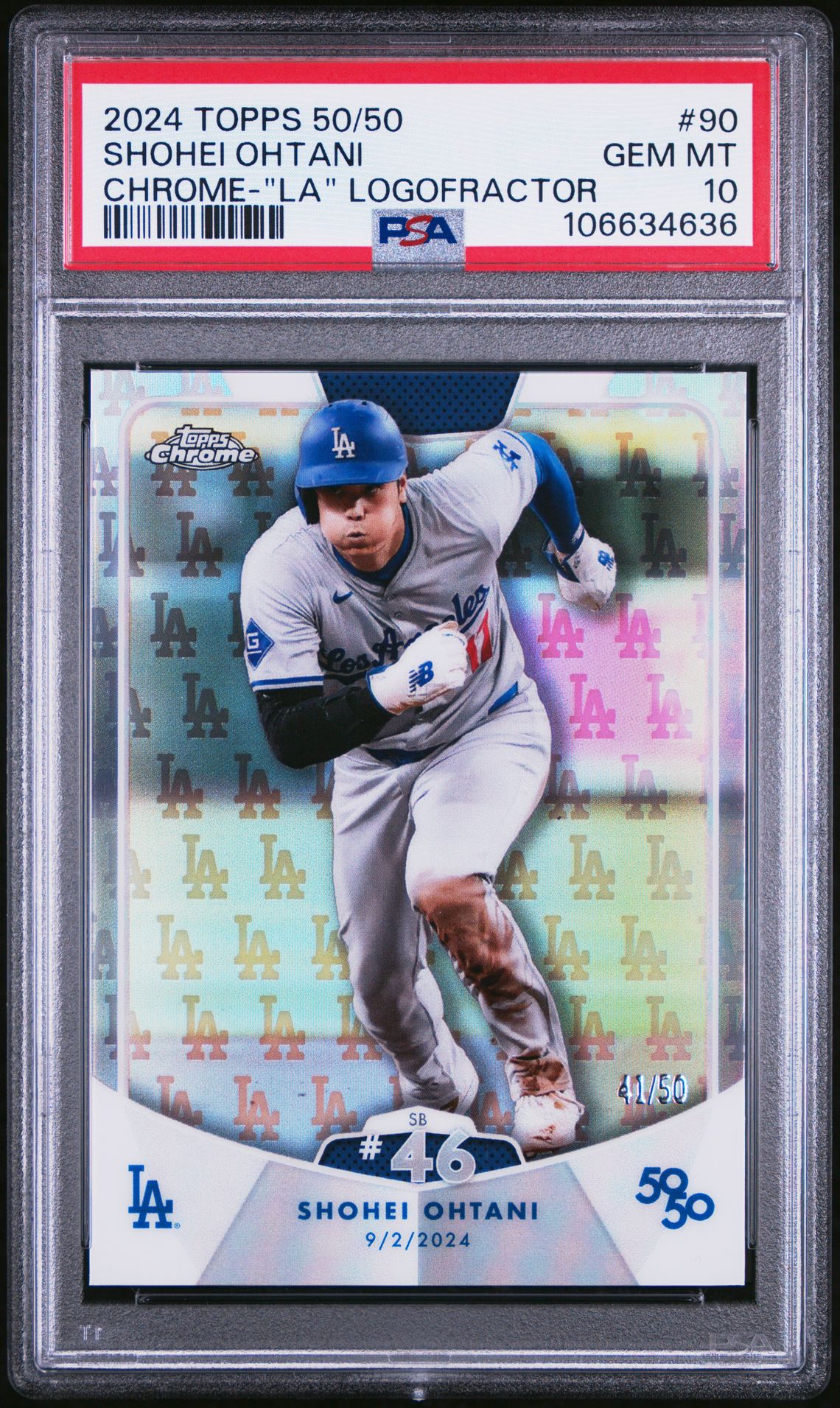 2024 Topps Chrome 50/50 #90 Shohei Ohtani LA Logofractor /50