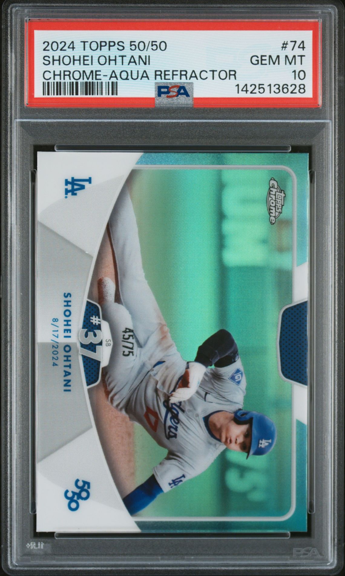 2024 Topps 50/50 #74 Chrome-Aqua Refractor /75