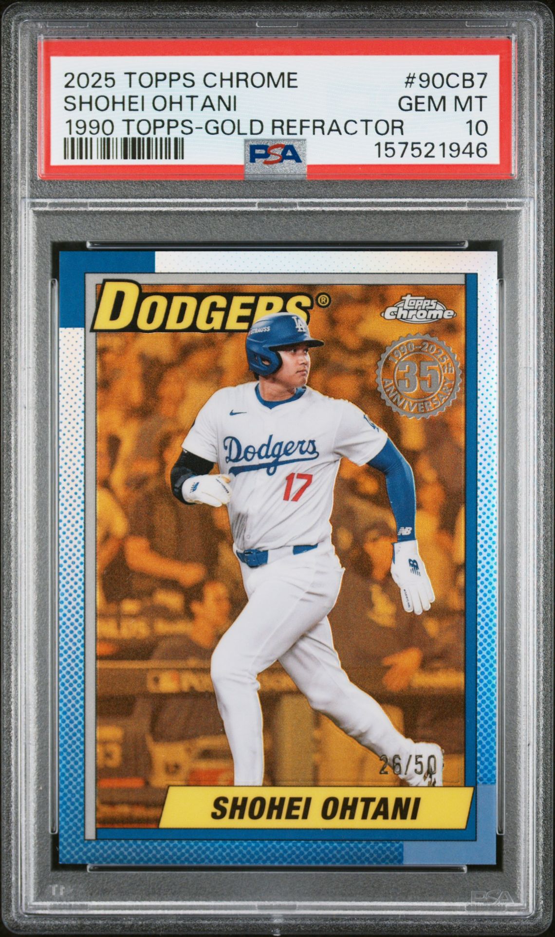2025 Topps Topps Chrome 90CB7 1990 Topps Gold Refractor /50