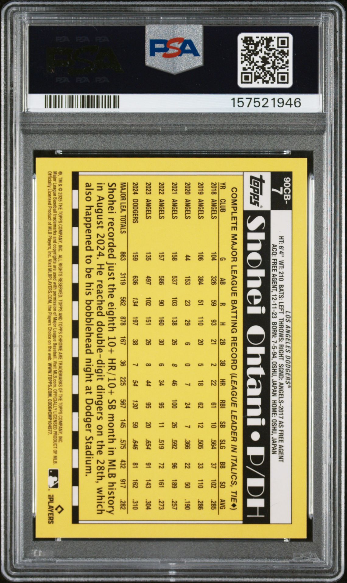2025 Topps Topps Chrome 90CB7 1990 Topps Gold Refractor /50